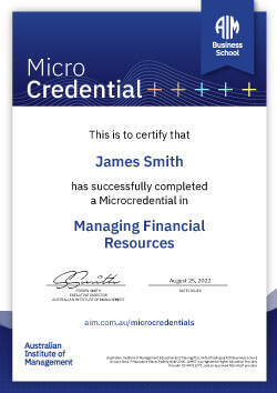 AIM Business School Microcredential in Managing Financial Resources