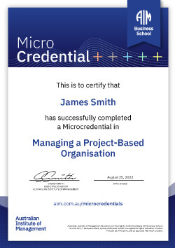 AIM Business School Microcredential in Managing a Project-Based Organisation