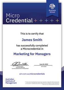 AIM Microcredential Marketing for Managers