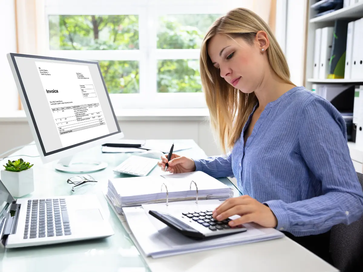 MBA student working in an office.